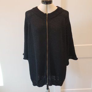 WD-NY Zip Up Sweater Cape Jacket Black Size 3 X